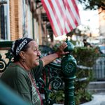 Carmen Ortiz, 66, lives on Grove Street in Bushwick, down the block from the luxury condo tower at 358 Grove. She's been in the neighborhood for 40 years. (Scott Heins)